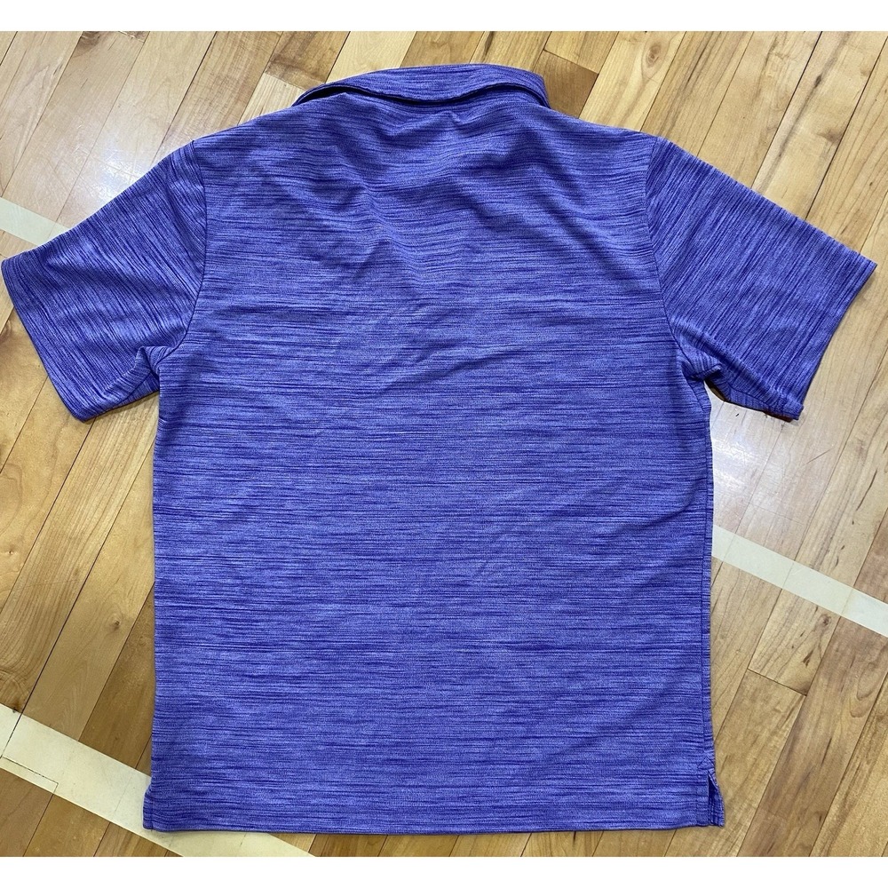 Greg Norman Casual Men Medium Striped Short Sleeve Purple Polo 100% Polyester - Picture 4 of 4